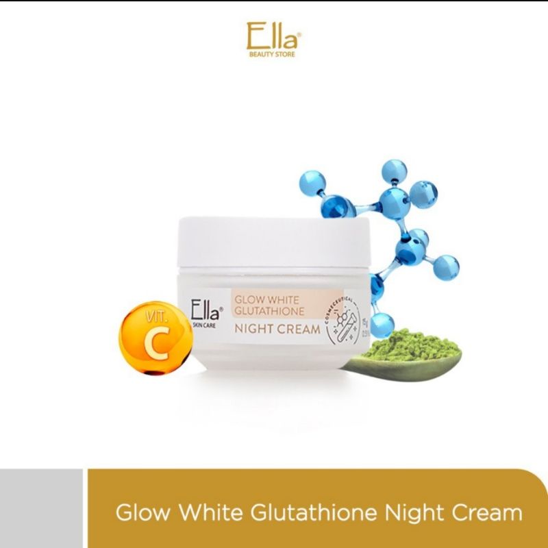 Ella Skincare Glow White Glutathione Night Cream|krim malam untuk flek dan putih glowing