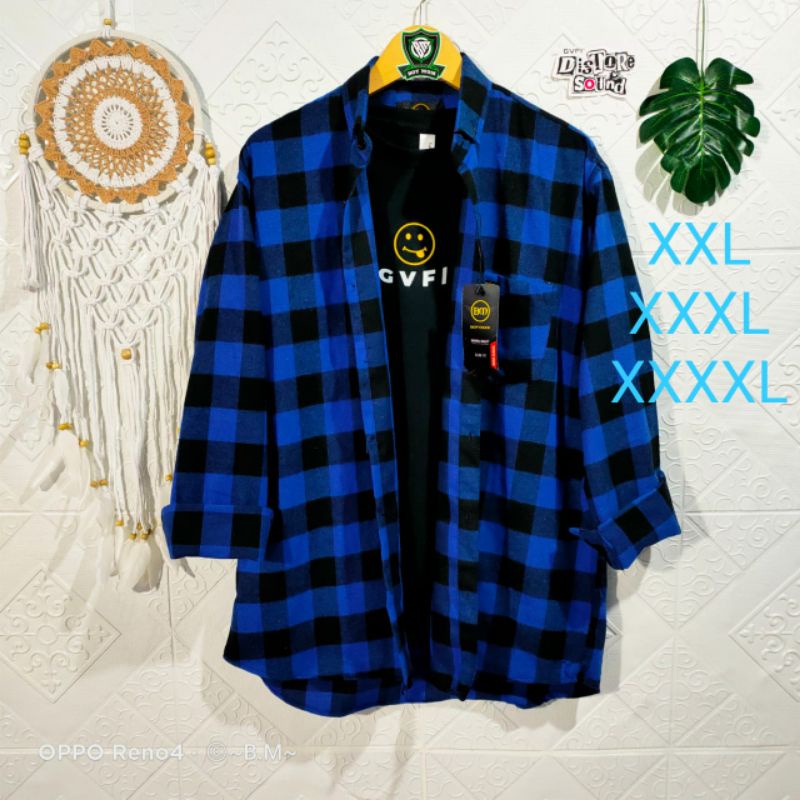 KEMEJA FLANEL JUMBO OVERSIZE XXL + XXXL + XXXXL KEMEJA 2XL 3XL 4XL