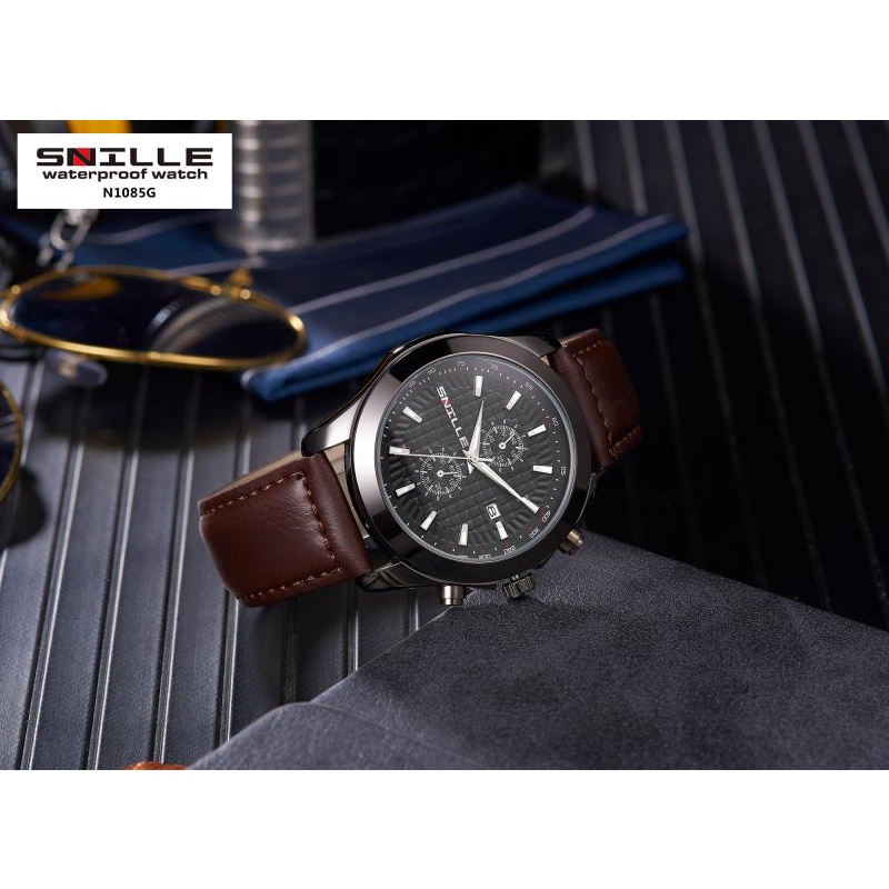 Snille Jam Tangan Kulit Pria Original Asli Anti Air Waterproof 1085