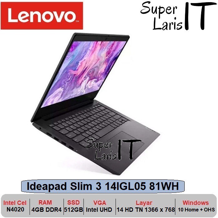 Laptop Lenovo Ideapad Slim 3 14IGL05 Intel N4020|4GB|512GB|14