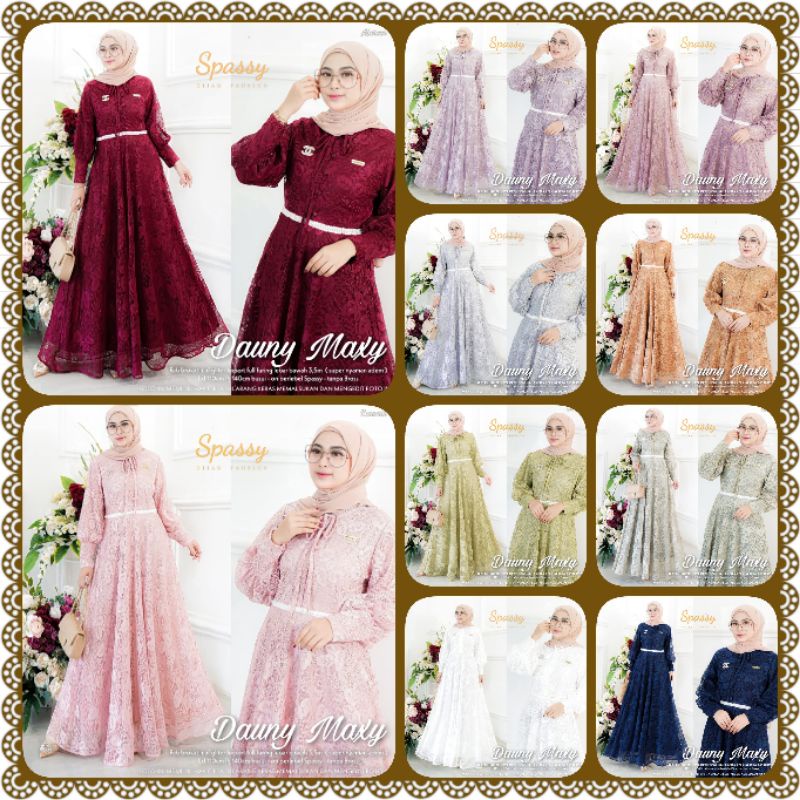 DAUNY MAXY Original By SPASSY HIJAB LD 110 PB 140 Busui Brokat Import Full Furing Gamis Brokat Premi
