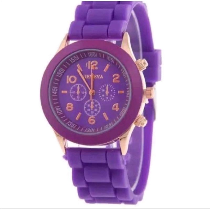Jam Tangan GENEVA Wanita Pria COUPLE Analog Fashion-Ungu