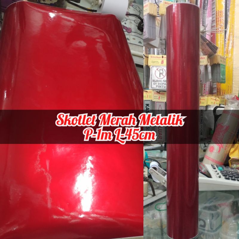 Skotlet Motor Metalik Candy Harga Permeter Merah Shopee Indonesia