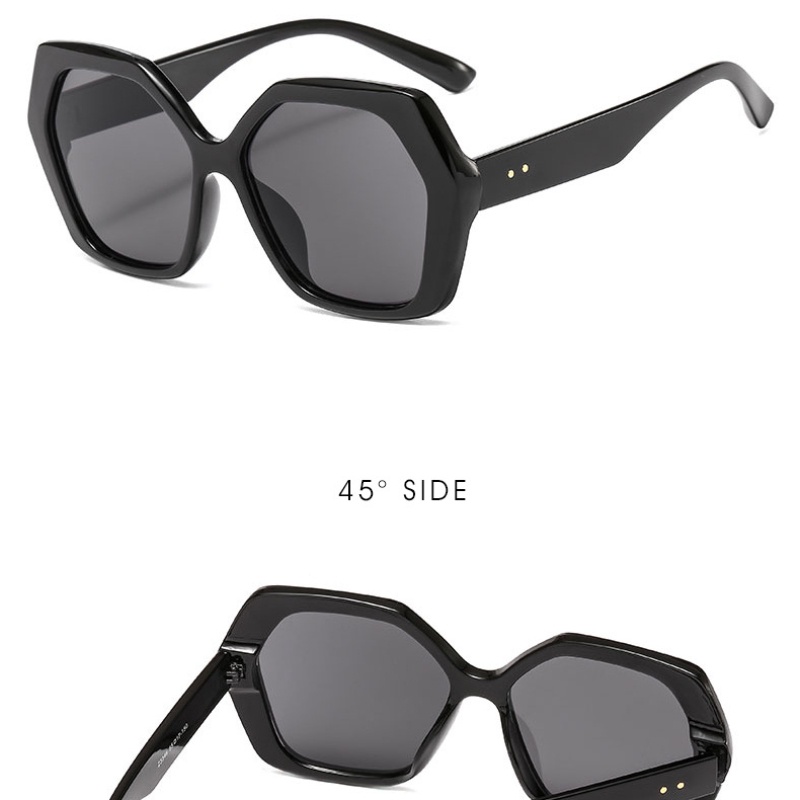 Kacamata Hitam Poligonal Retro Frame Tebal Besar Untuk Wanita