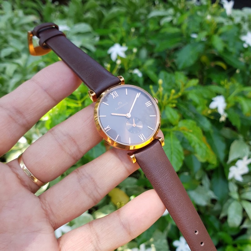 Jam Tangan wanita EXCELLENCE Wanita Kulit ORIGINAL Freebox