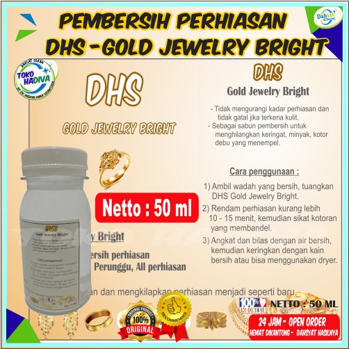 (BISA COD) PEMBERSIH PERHIASAN EMAS /PERAK /TEMBAGA / (DARI LOGAM) DHS GOLD JEWERLY BRIGHT 50 ML