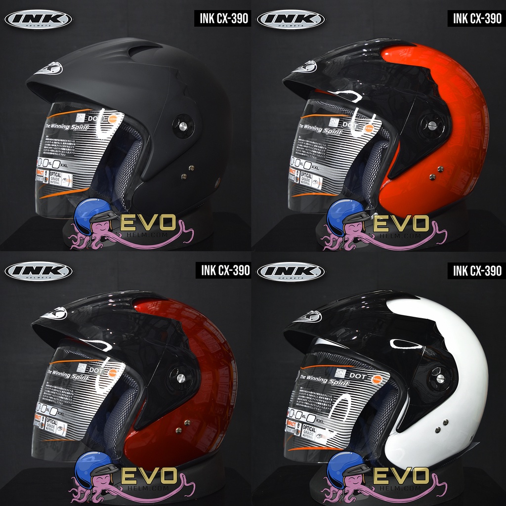 HELM INK CX390 WHITE SOLID ORIGINAL - HELM INK CX 390 INK BATMAN INK MALANG INK TOPI ORIGINAL