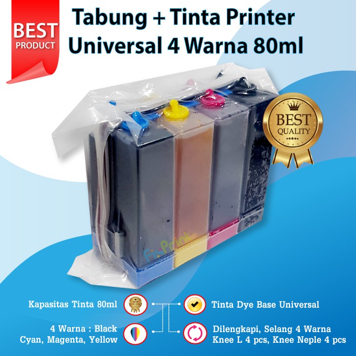 Tabung tinta 4 warna 80 ml Printer Modif infus Canon Ip2770 mp287 MP237 TS307 TS207 Mg2570 HP 2135