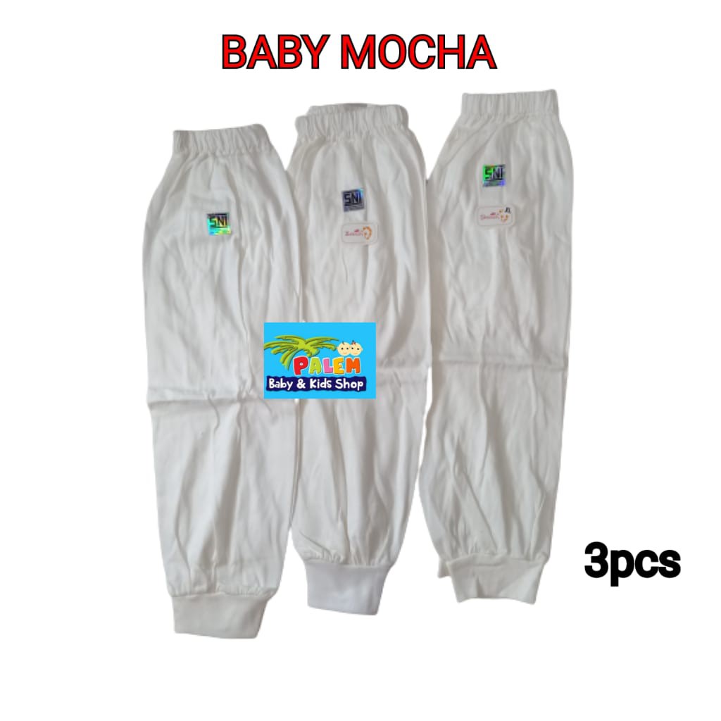 3pc- baby mocha Celana Panjang PAMPERS putih tebal XL