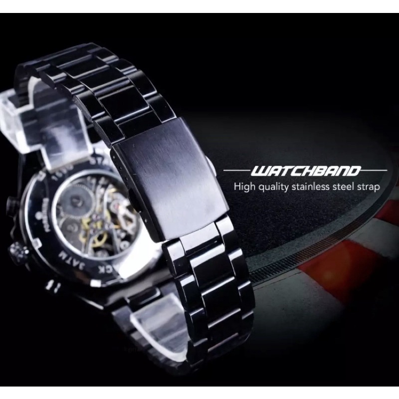 FORSINING Jam Tangan Pria Automatic Mechanical Tanpa Baterai Sporty Bisnis All Black