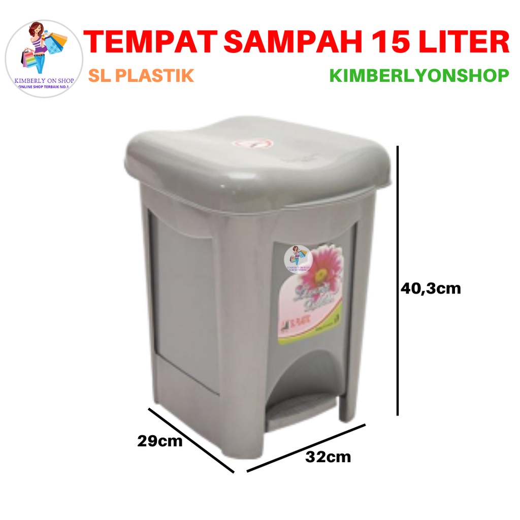 Tempat Sampah injek Livina Dust Bin 15 Liter Silver SL PLASTIC