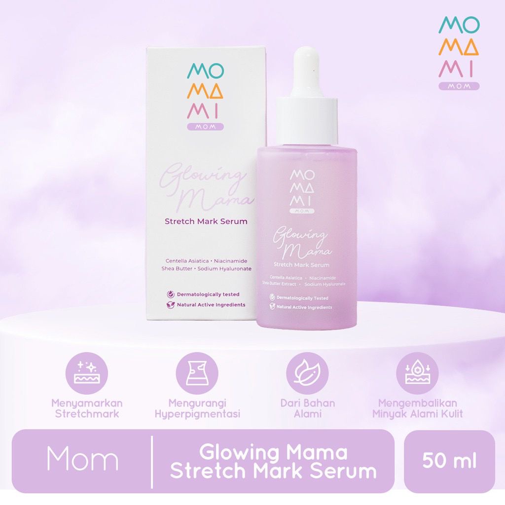 Momami Glowing Mama Stretch Mark Serum 50ml - Serum penghilang bekas strech mark