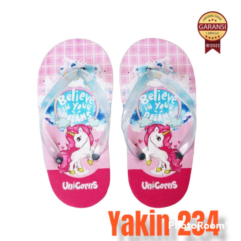 sandal jepit karakter unicorn