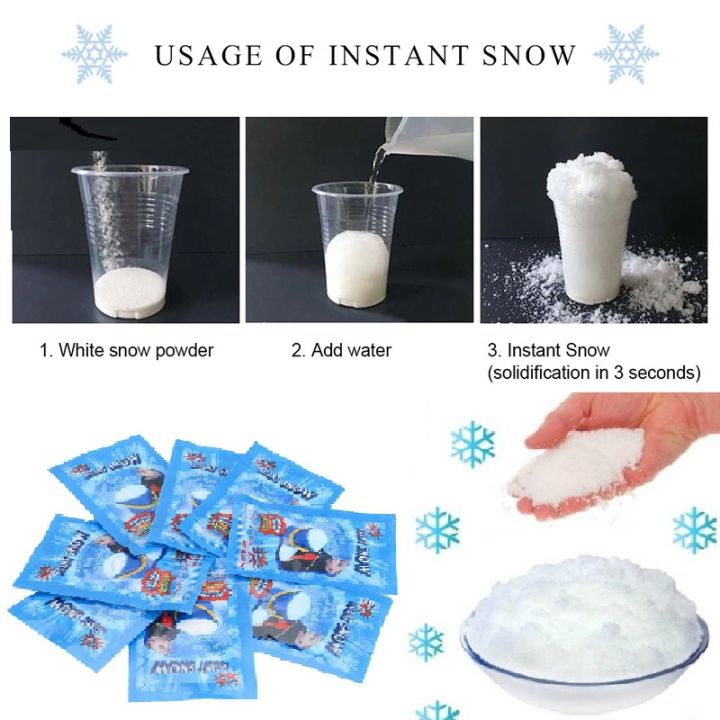 Bubuk Pembuat Salju Instant Snow Slime Powder Fake Salju Buatan instan - Bahan Salju Instan Snow Powder Serbuk Salju Magic Fake Instant Snow Powder
