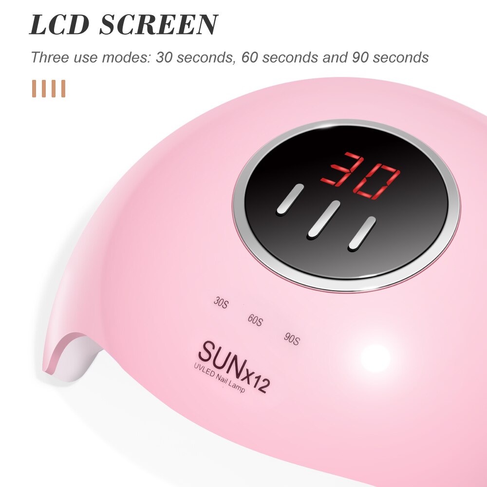 gs8a Biutte.co sun pengering kutek kuku uv led nail dryer 54w x12 pink Or-i