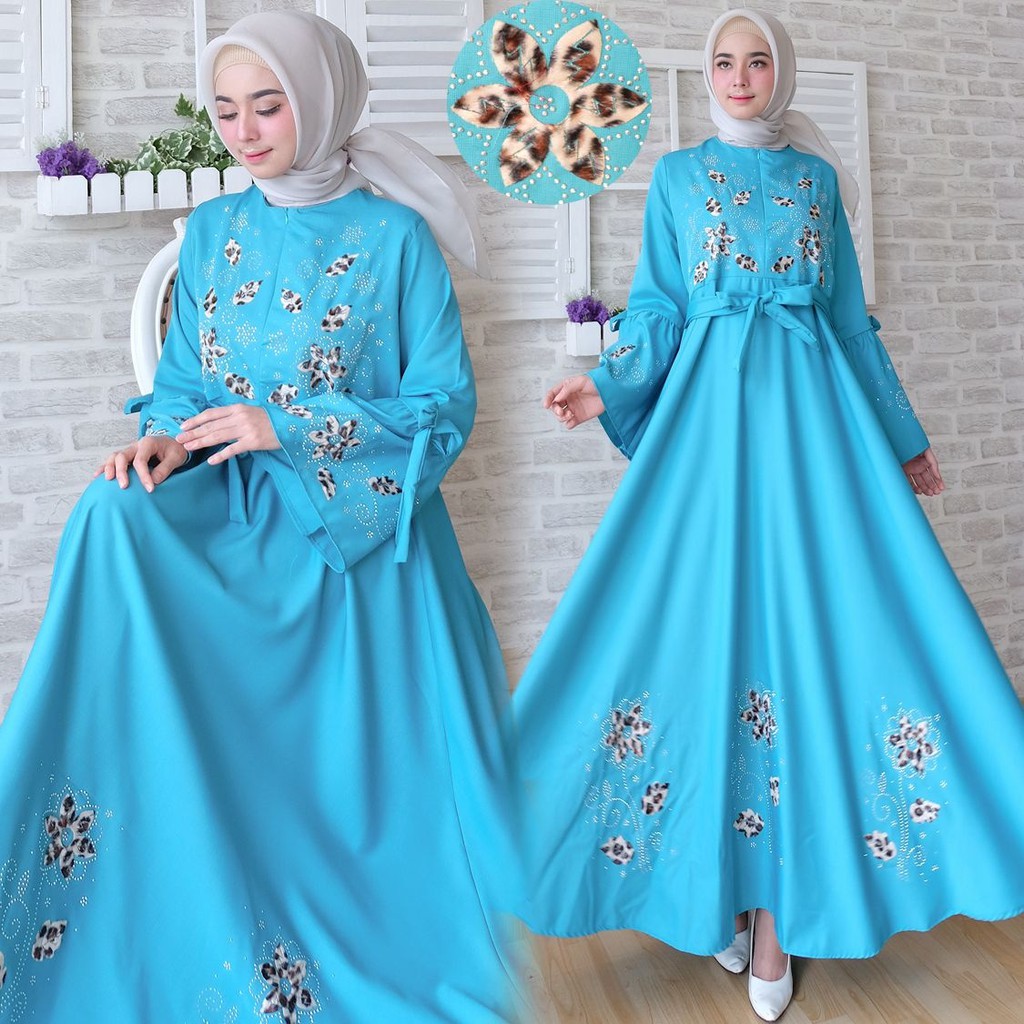 HOPYLOVY - Gamis Baloteli Maxi Dress Mote Wanita Flower