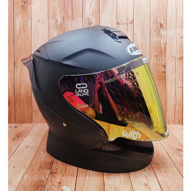 HELM INK DYNAMIC SOLID BLACK DOF - PAKET GANTENG - VISOR IRIDIUM PNP - SPOILER 2D-Paket Red 1 Visor