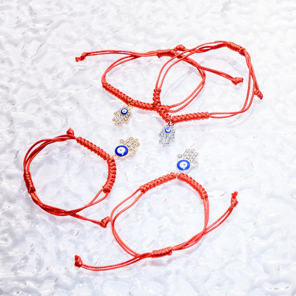 Gelang Tali Kepang Adjustable Dengan Charm Evil Eye Untuk Pasangan