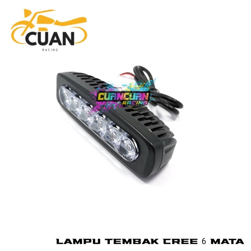 LAMPU TEMBAK SOROT MOTOR LED CREE 6 TITIK 6 MATA 6 SISI DRL WORKLIGHT