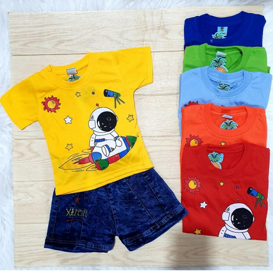 Promo Baju Gratis Celana Anak Astronout Bahan Katun Adem Kualitas Export Paket Hemat Baju Celana Anak