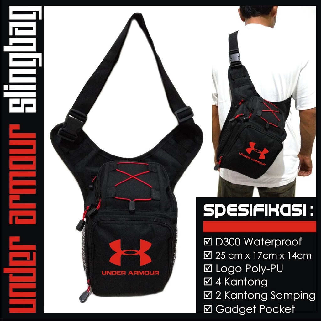 TAS SELEMPANG SLINGBAG UNDER ARMOUR BLACK RED