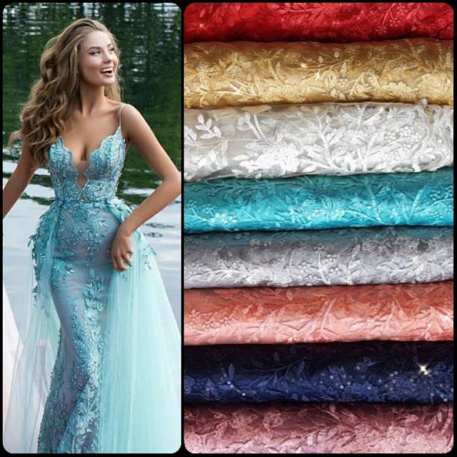 Kain tile bordir bunga merambat PAYET