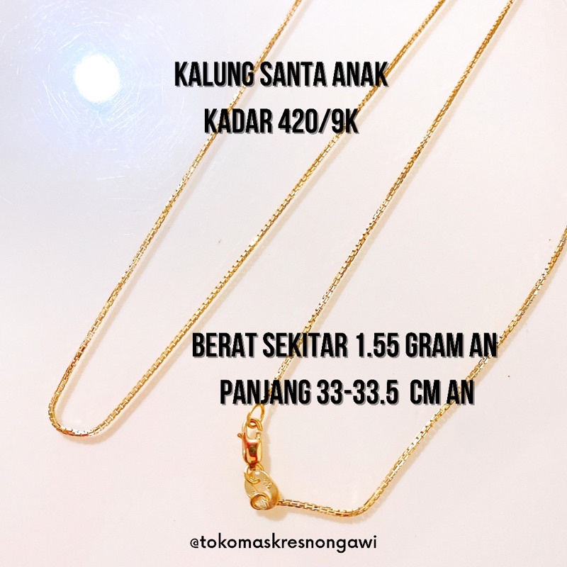 kalung emas italy santa dewasa dan anak kadar 420/ 9k emas asli