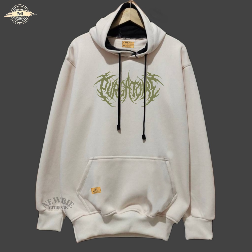 Sweater Hoodie Pria Distro Warna Cream Newbie List Metal PURGATORE Switer Pria Wanita Sweatshirt Jum