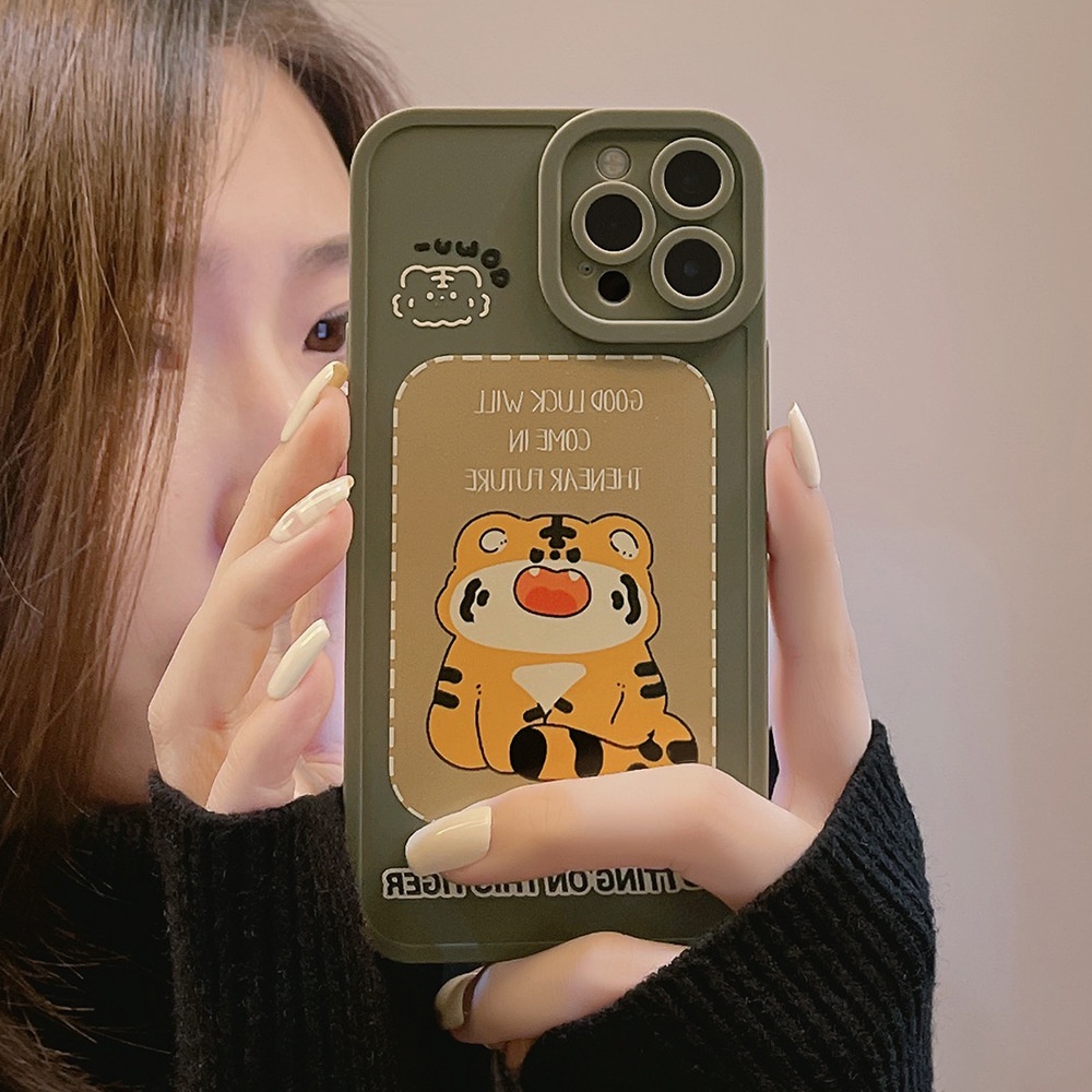 IPHONE Kartun Lucu Harimau Beruntung Penuh Pelindung Lembut Silikon Ponsel Case Cover Untuk Iphone7 8 PLUS X XR XS 11 12 13 14 MINI PRO MAX SE 2020