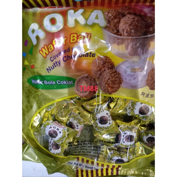 

APOLLO ROKA WAFER BALL COVERED WITH NUTTY CHOCOLATE/WAFER BOLA COKLAT/WAFER SALUT COKELAT DENGAN KACANG(1070)