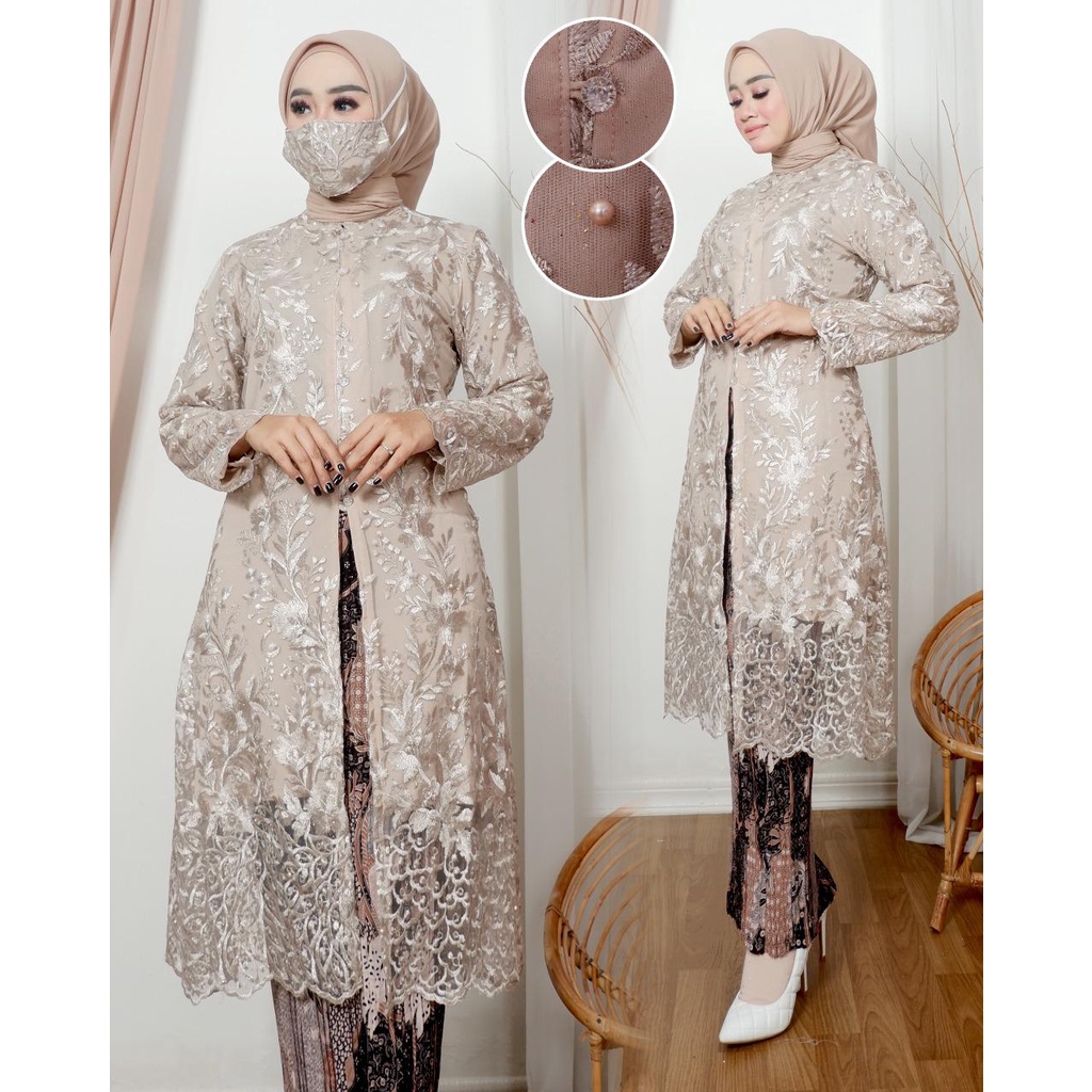 Set tunik fatimaah busui friendly LD 130 | Kebaya modern | Kebaya kurung tradisional | Kebaya pesta outfit modern kekinian lamaran pernikahan wisuda