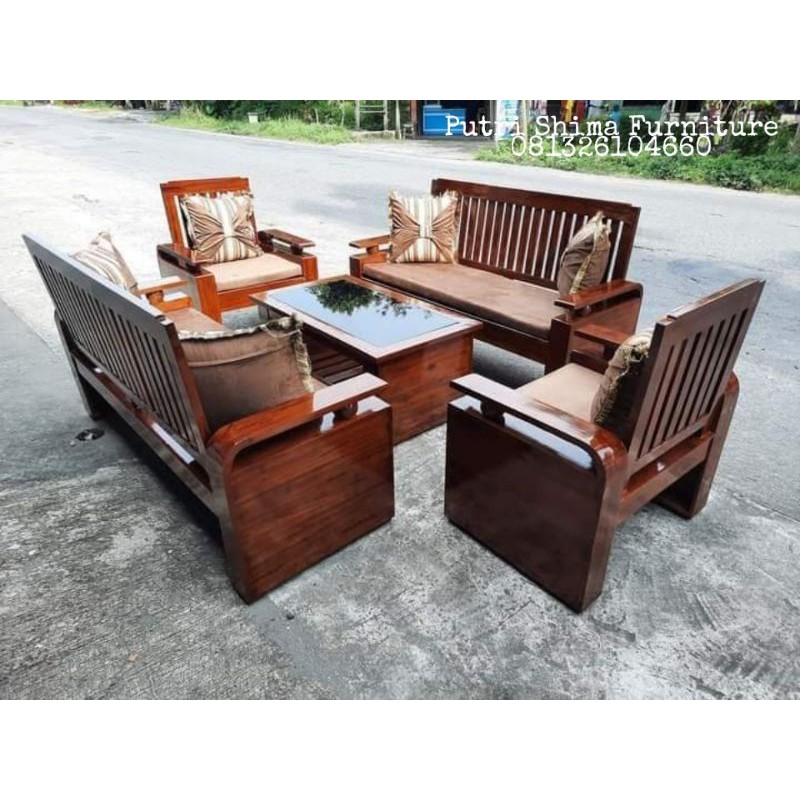 Kursi tamu model bola jari-jari / kursi tamu kayu jati / kursi tamu minimalis / kursi tamu ruangan k