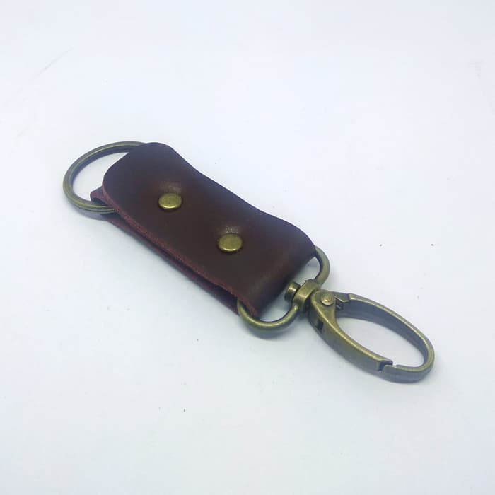 Gantungan kunci kulit sapi asli leather keychain warna coklat PHKC280