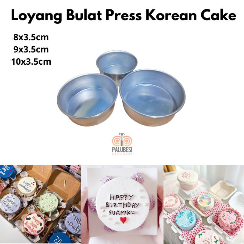 Loyang Kue Bulat Press Korean Bento Cake 8,9 &amp; 10 Tinggi 3.5 Cm