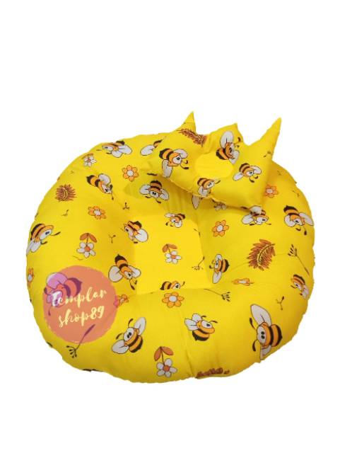 Sofa bayi / baby launcer free bantal mahkota bayi motip lebah kuning