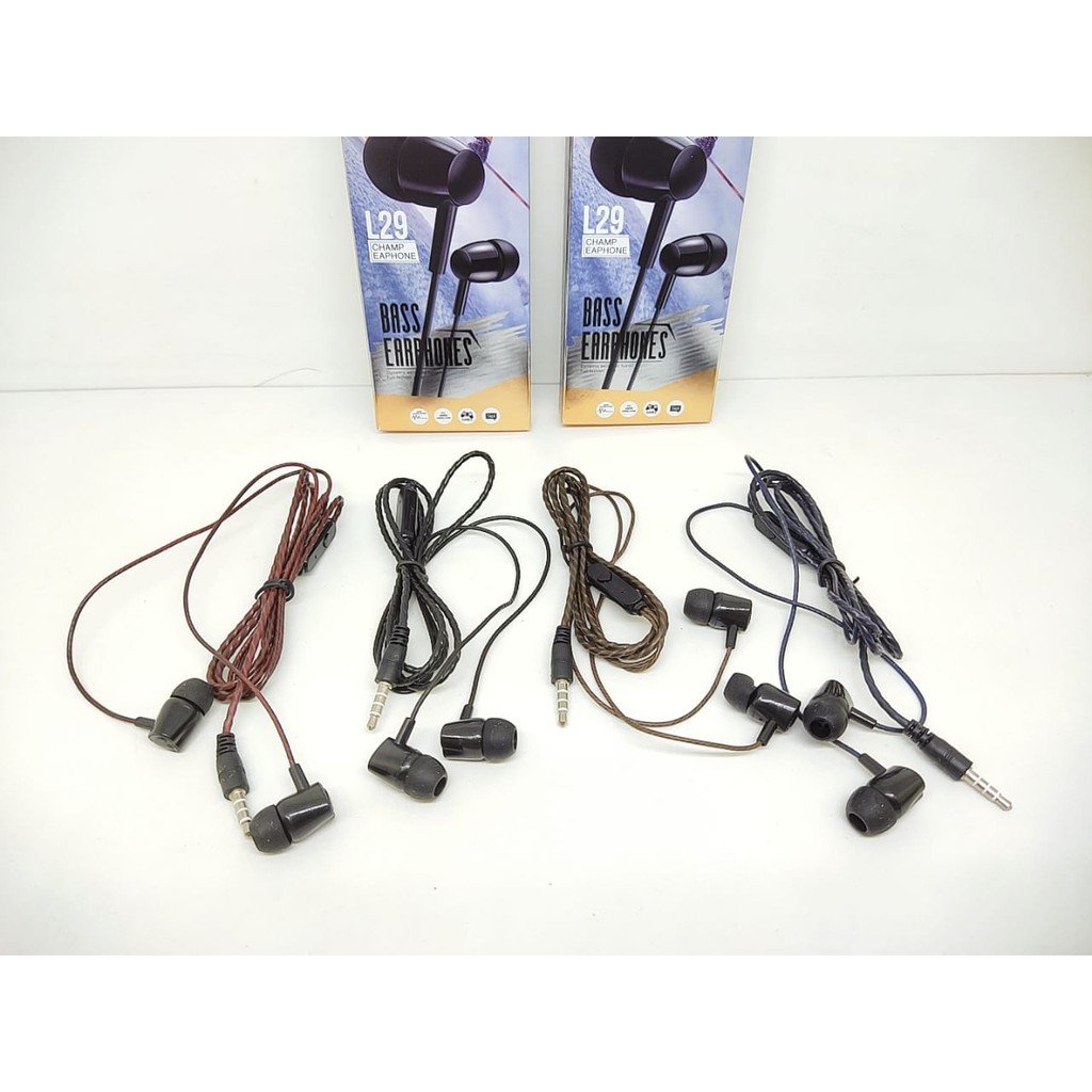 Headset L29 TALI SEPATU Earphone Bass Universal 3.5mm Handsfree Stereo In-Ear with Mic