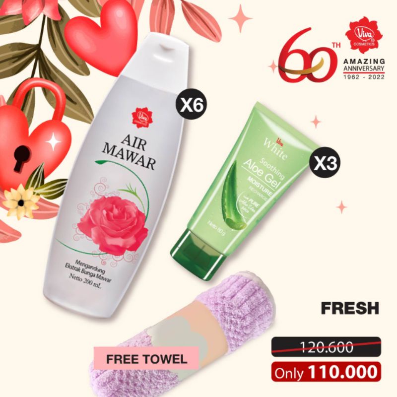 Paket 6 Air Mawar 200 ml 3 Soothing Aloe Vera