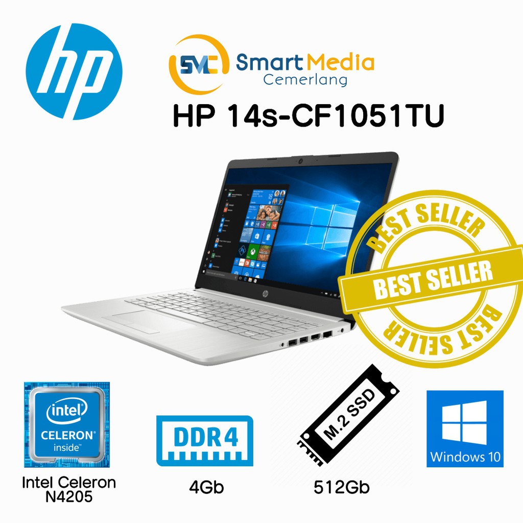 Hp 14s Cf1051tu Silver Celeron 4205 4gb 512gb Ssd 14 Win10 Shopee Indonesia