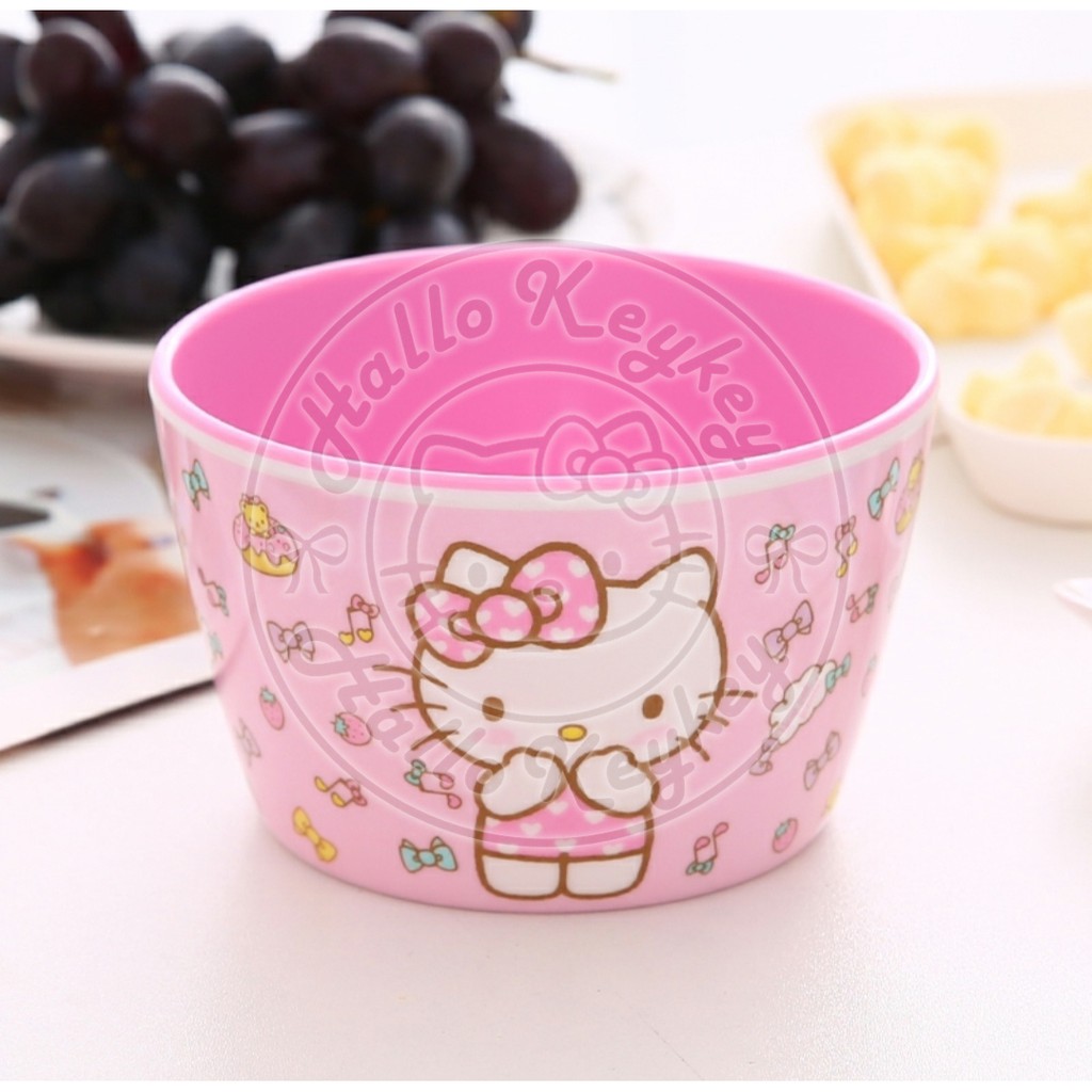 mangkok mangkuk melamin hello kitty pink donut strawberry