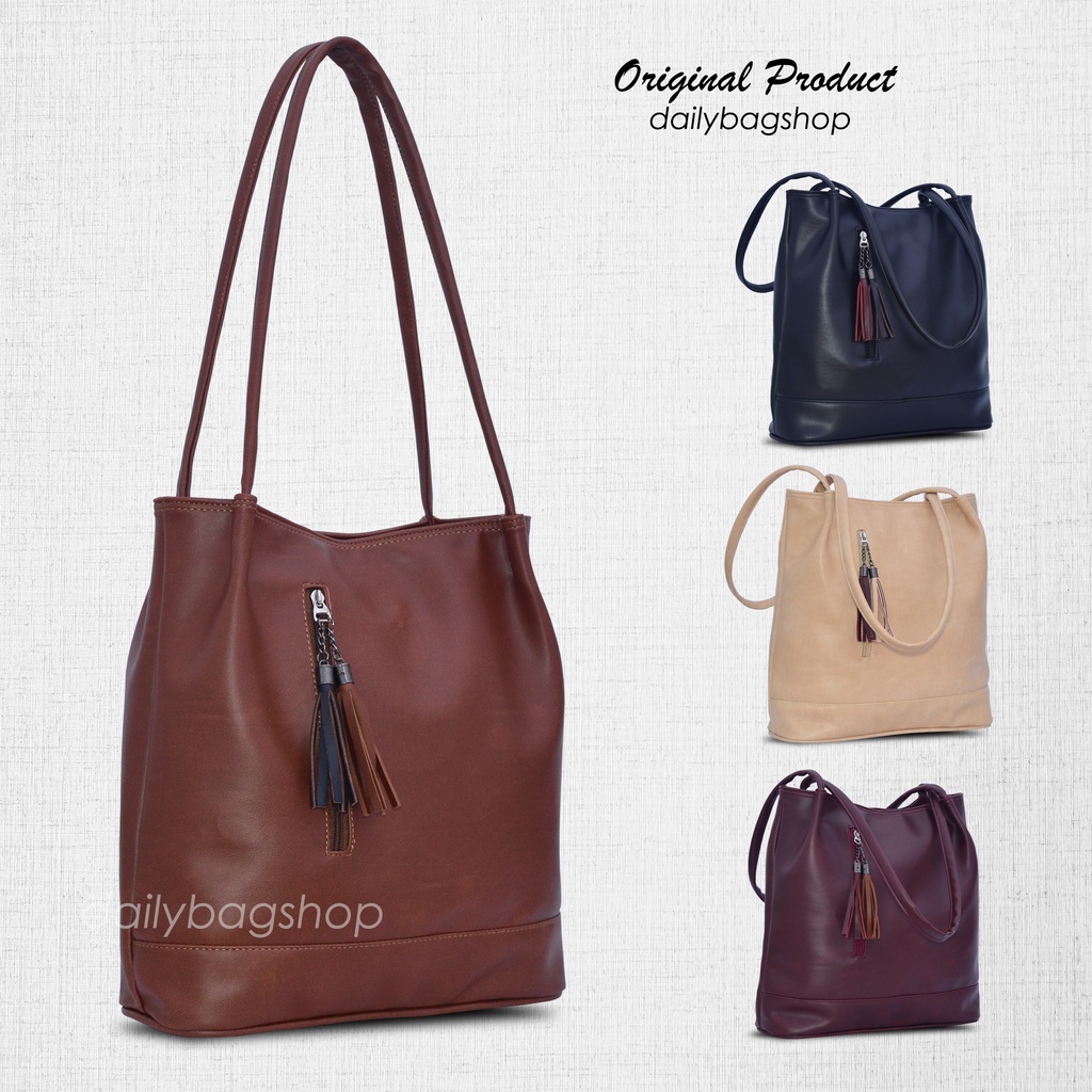 Tas Tote Wanita Remaja Terbaru Tote Bag Ootd Daily Devana Resleting Glossy Elegan Untuk Ke Kantor Bekerja Kuliah Ukuran Besar