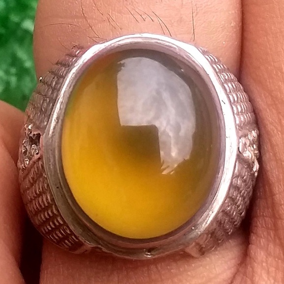 Batu Akik Kristal Bio Solar Super Bersih Asli Aceh Size Kantoran Indah Alami Ring Perak