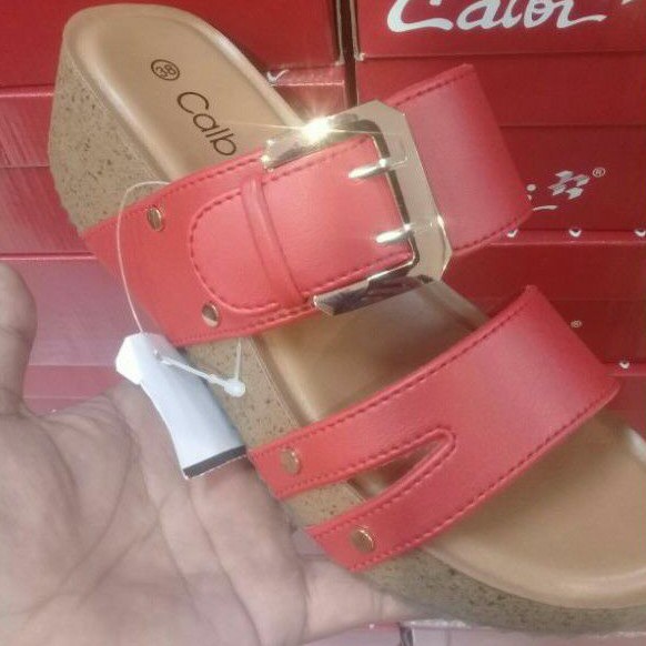 Calbi sandal wanita sandal wedges tali dua lebar ori 100%