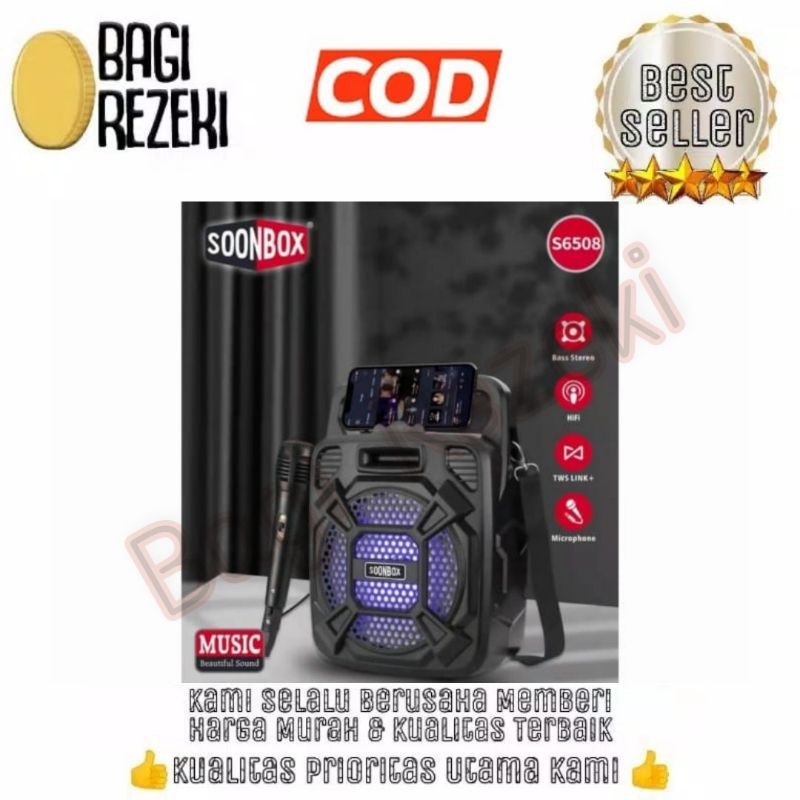 Speaker Extra Bass SOONBOX S6508 6.5inch Extra Bass Free Mic Karaoke / Speker Soundbar Wireless Free