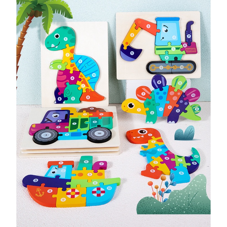 TweedyToys - Jigsaw Colorful Puzzle With Number / Jigsaw Puzzle Kayu Timbul