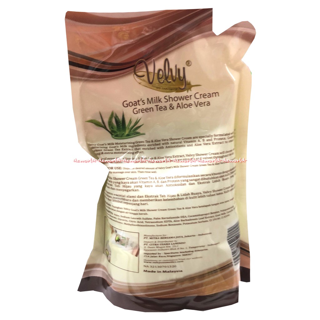 Velvy Goat's Milk Shower Cream Extra Moisturizing Green Tea &amp; Aloe Vera 800ml Refill