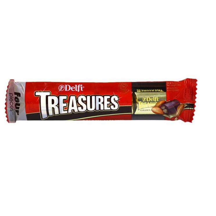 

Y0V ♥ DELFI Treasures Chocolate Golden Almond 4 x 9 Gr - Cokelat Coklat Kacang 70 ➡ Laris ′▽