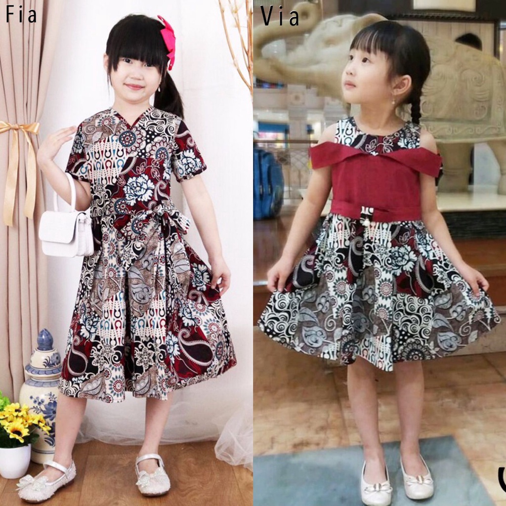 VIA KIDS DRESS - Dress Batik Anak Wanita / FIA