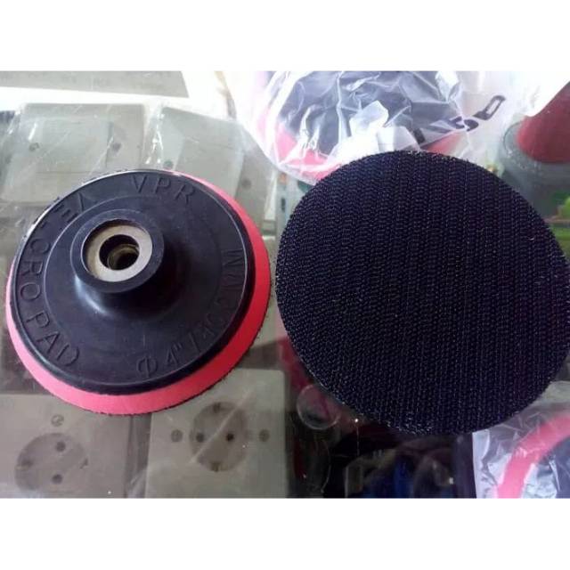 Dudukan  tatakan amplas bulat tempel  velcro 4" gurinda  grinda velcro pad rubber