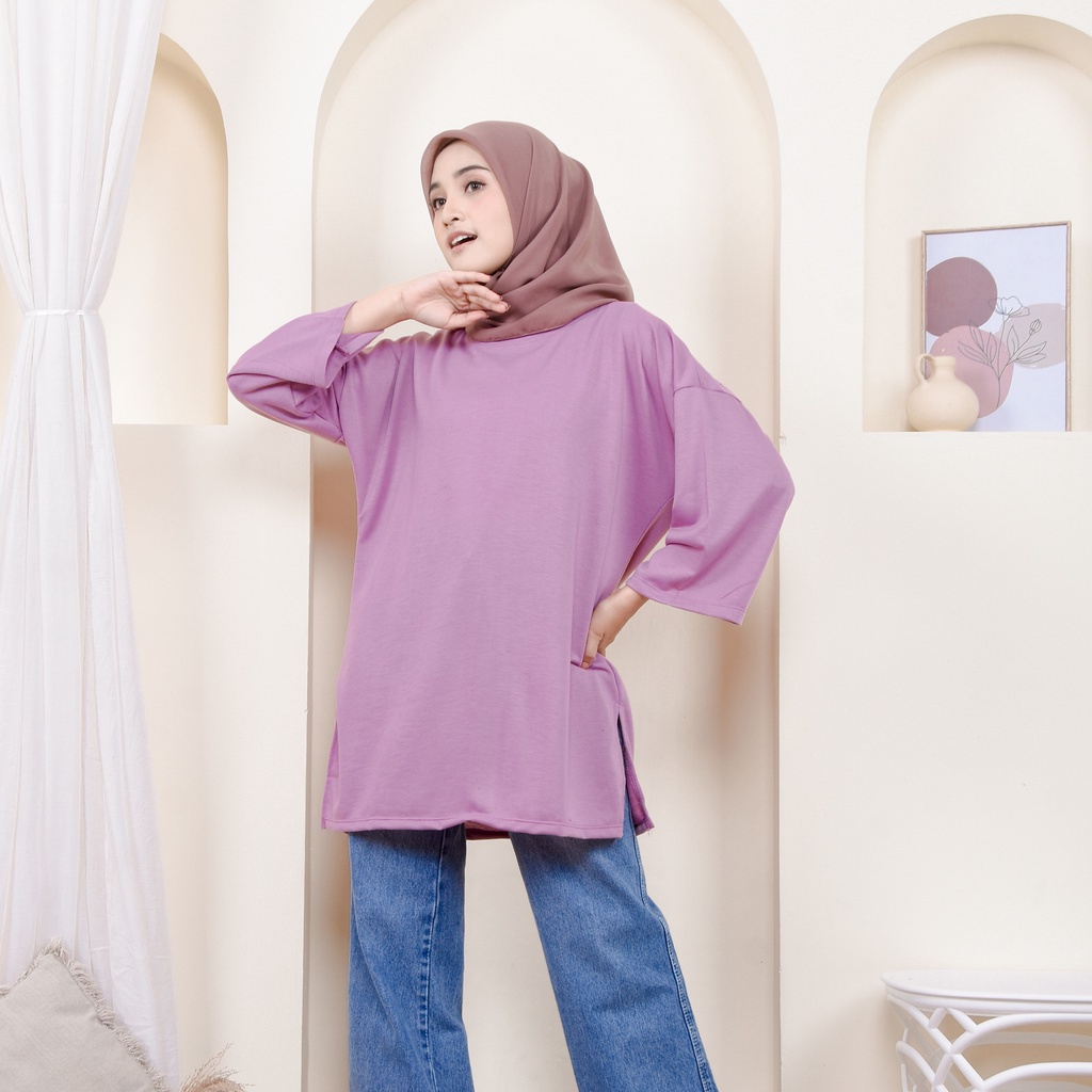 Aira Top Oversize Basic/kaos oversize wanita/kaos oversize bahan baby terry/Atasan wanita kekinian/kaos muslimah