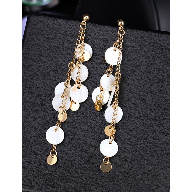 LRC Anting Tusuk Fashion Real Gold Alloy Shell Tassel Earrings F79763